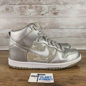 Nike Dunk High Metallic Silver Glitter Women's Size 6.5
